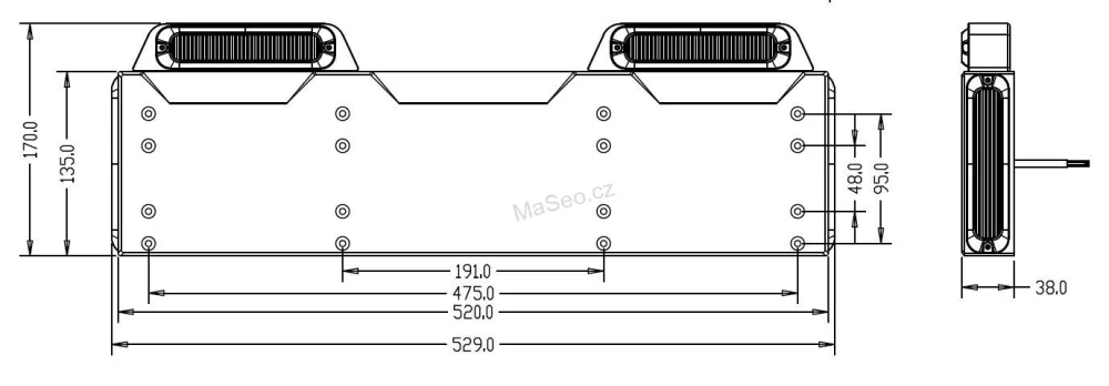 4x PREDATOR 6x4W LED pod SPZ, 12-24V, modrý, ECE R65