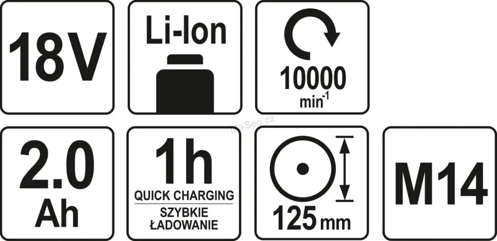 YATO Úhlová bruska AKU 125 mm 18V v sadě