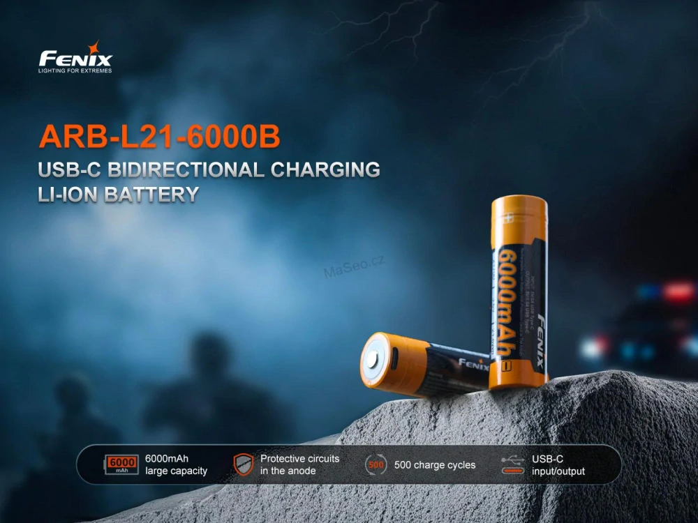 Dobíjecí baterie Fenix 21700 6000 mAh s USB-C (Li-Ion)