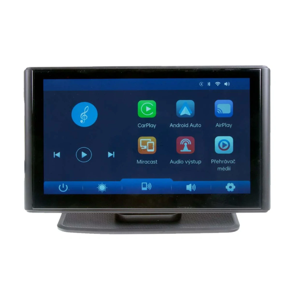 Monitor 7" s Apple CarPlay, Android auto, Bluetooth, micro SD, kamerový vstup, magnetický držák
