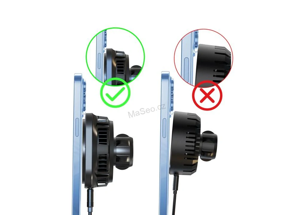 Magnetický držák s Qi dobíjením s aktivním chlazením do mřížky ventilace (MagSafe compatible)
