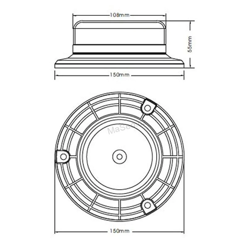 LED maják (wl140s), 12-24V, 12x3W oranžový, magnet, ECE R65