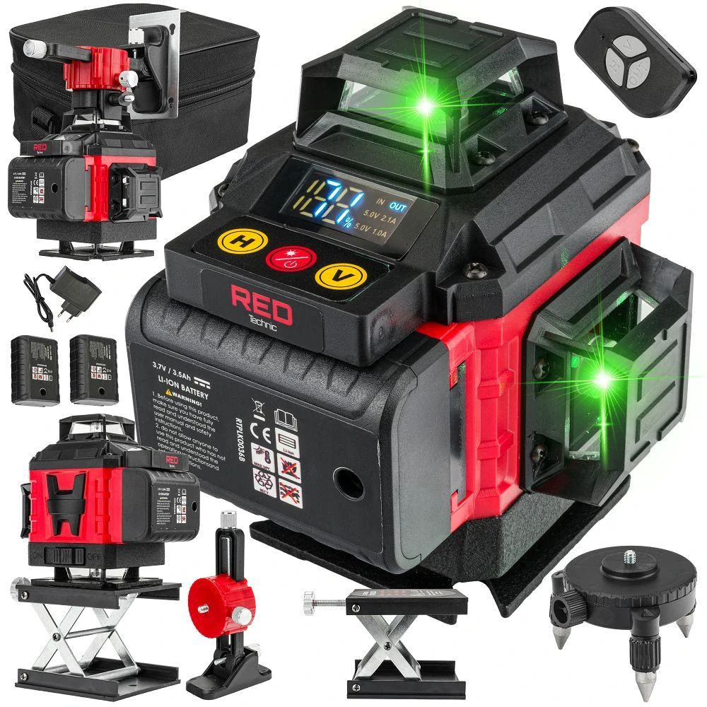 NIVELAČNÍ KŘÍŽOVÝ LASER 4D 360 ZELENÝ RTPLK0036