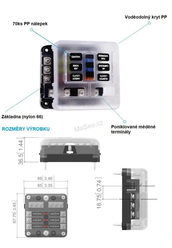 Sdružené pojistkové pouzdro (pc4-47) - 6-way