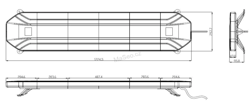 LED rampa 1224mm, oranžová sre6, 12-24V, 234x1W LED, ECE R65