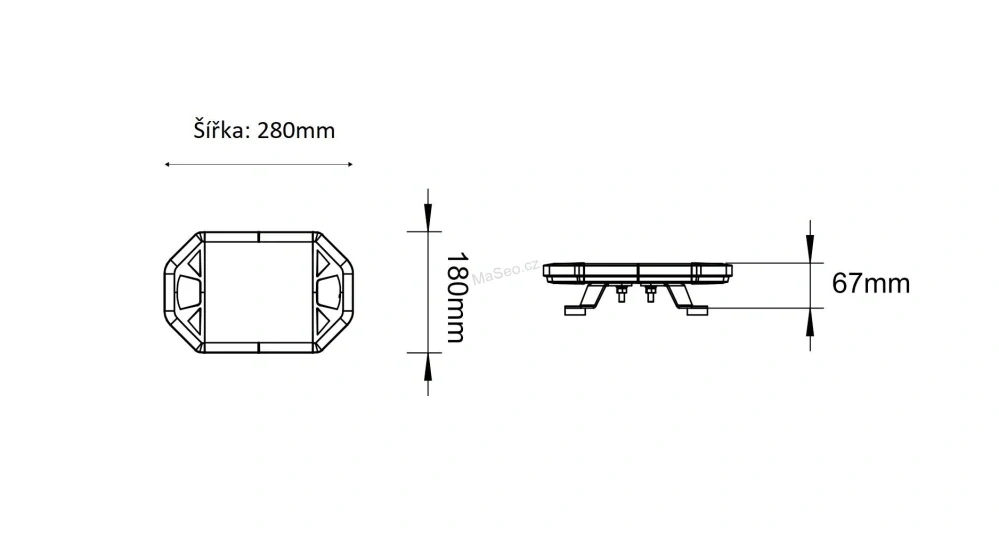 LED rampa 280mm, oranžovo bílá, magnet 10-30V, ECE R65