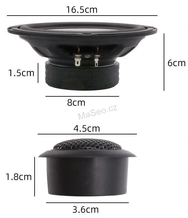 KUERL komponentní repro 165 mm+výš+výhybka s mřížkou 50/150W (pár)