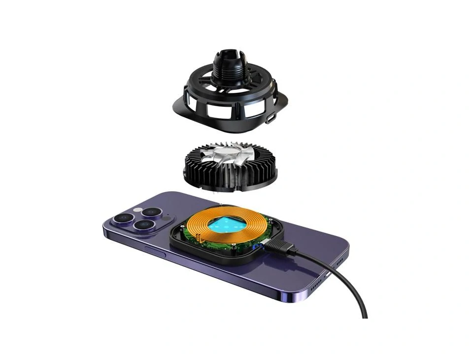 Magnetický držák s Qi dobíjením s aktivním chlazením do mřížky ventilace (MagSafe compatible)