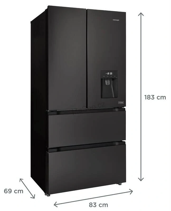 CONCEPT Americká lednice s dávkovačem vody LA6683ds TITANIA