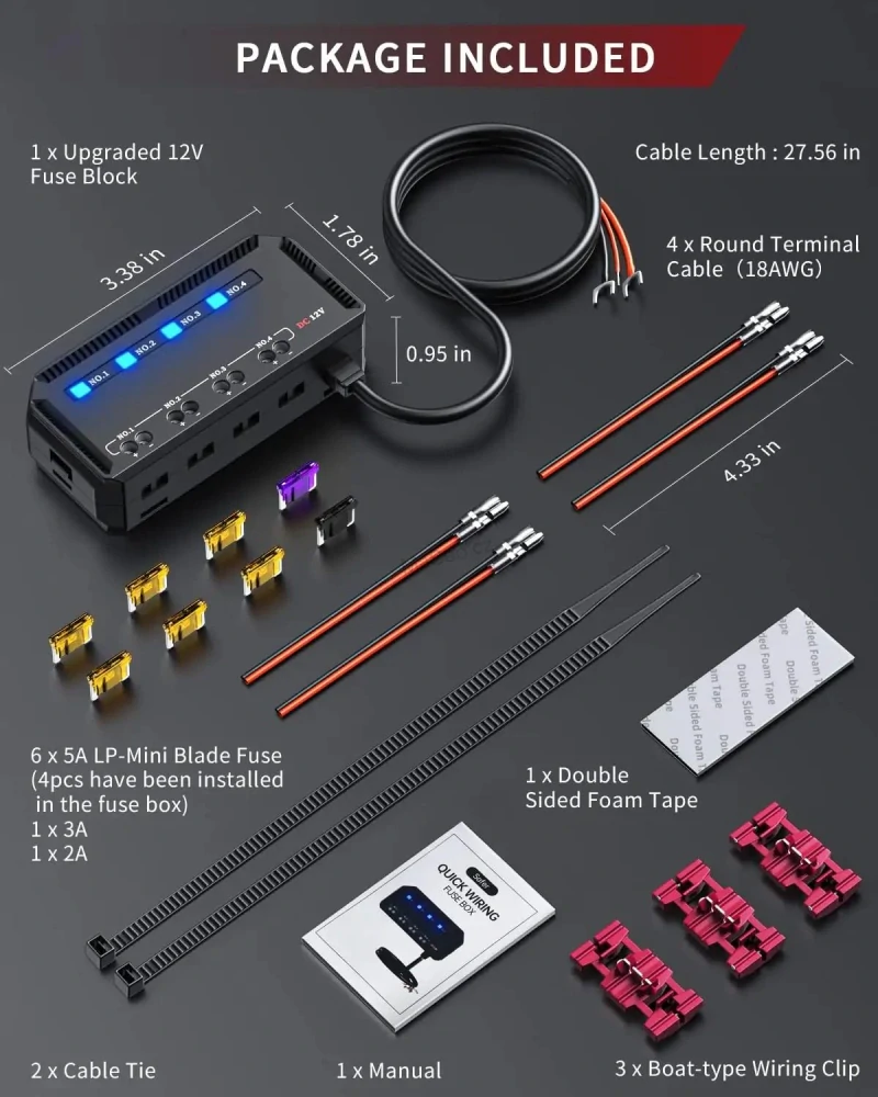 Sdružené pojistkové pouzdro 4-way, 12V, 20A