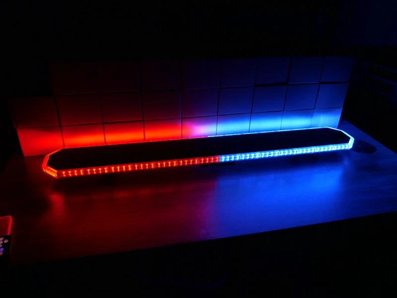 LED rampa 1240mm, oranžovo červeno/modrá+bílá, 10-30V, ECE R65