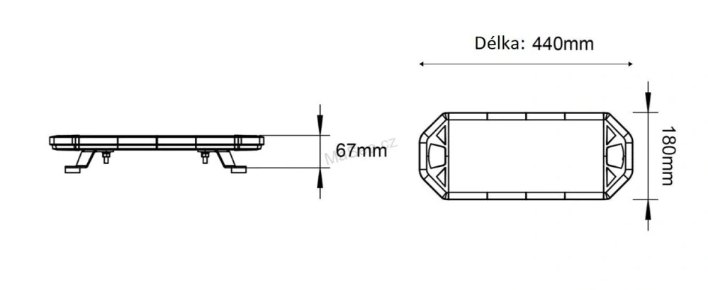 LED rampa 440mm, oranžovo bílá, magnet 10-30V, ECE R65