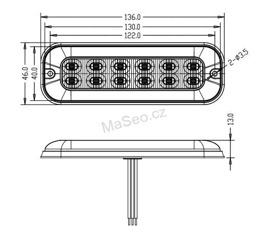 PREDATOR 12x4W LED, 12-24V, červeno-modrý, ECE R10
